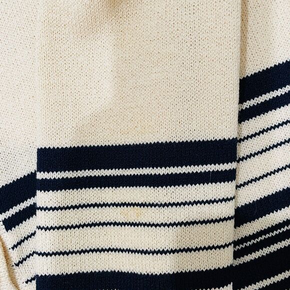 St John Collection Marie Gray Sz 10 Collared Striped Cardigan V-Neck Gold Button - Picture 13 of 13